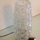 Structured tulip glass bedside lamp and laitone base / vintage 50-60s