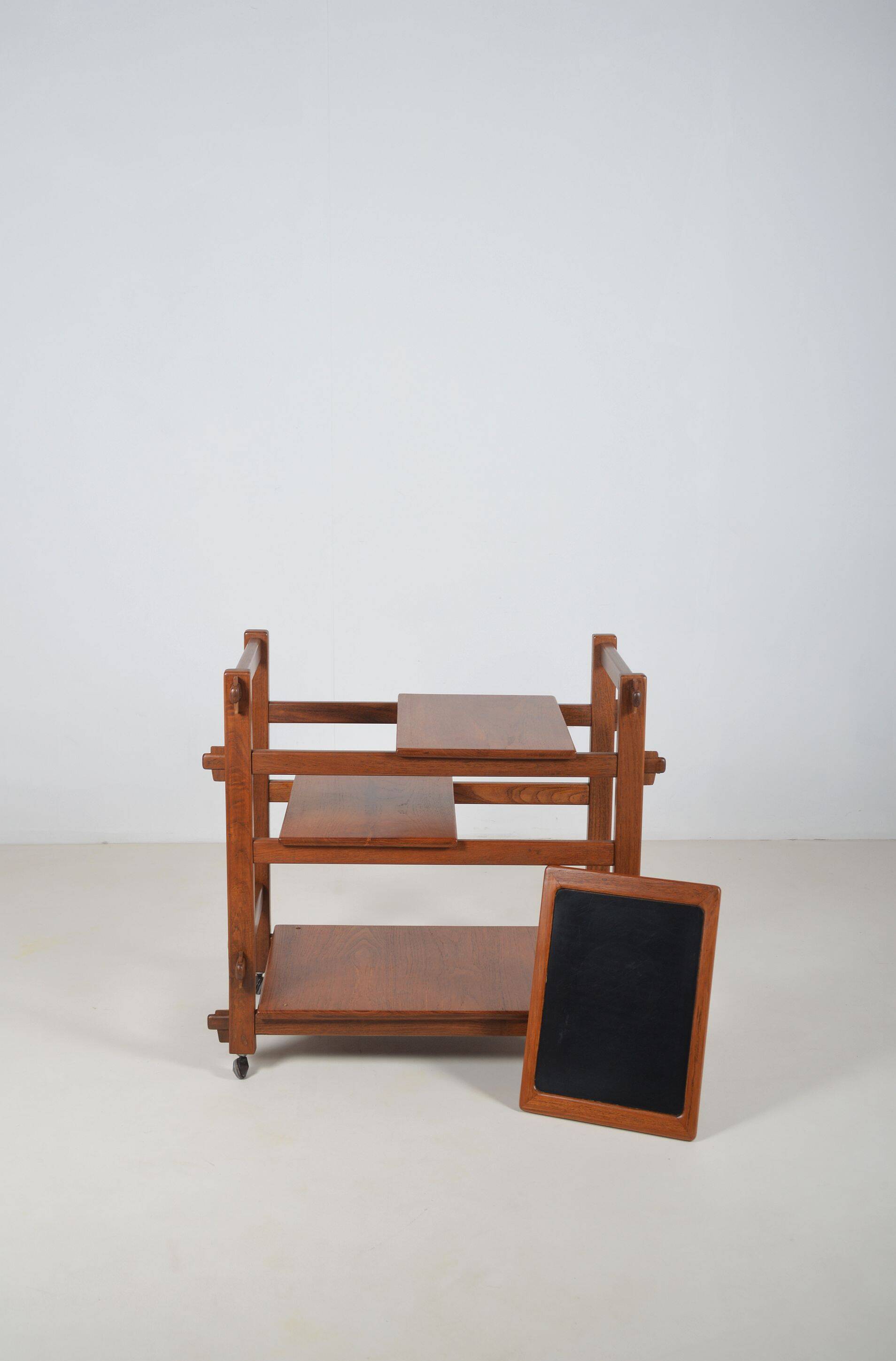 Brutalist serving trolley with interchangeable trays, 1970s