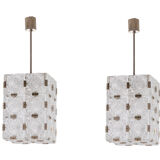 Pair of glass lanterns, Kamenicky Senov, 1970s