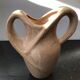 Vase ancien Vallauris à anses céramique beige décor fleurs vintage