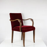 Wooden and velvet armchair