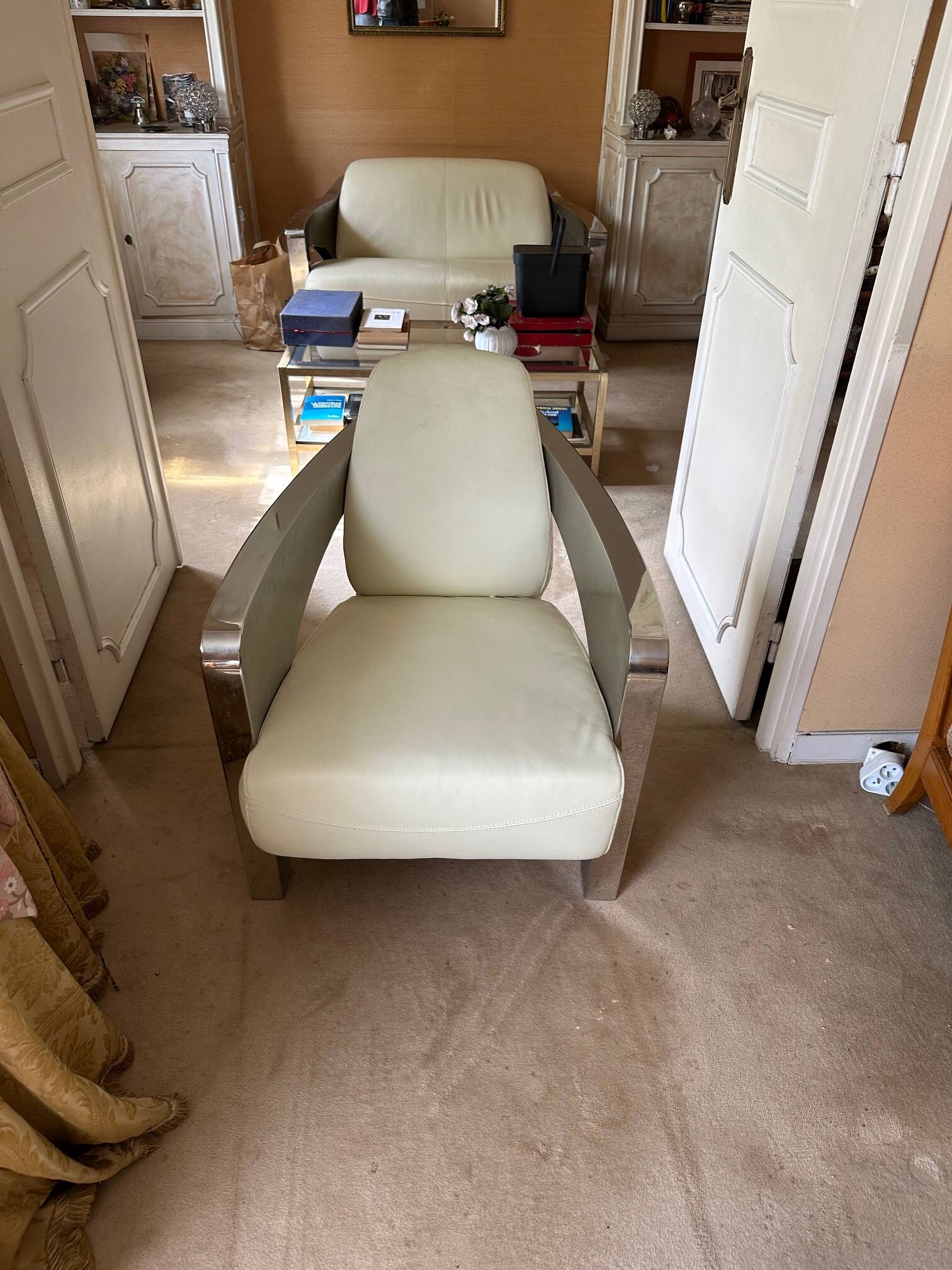 White leather armchair