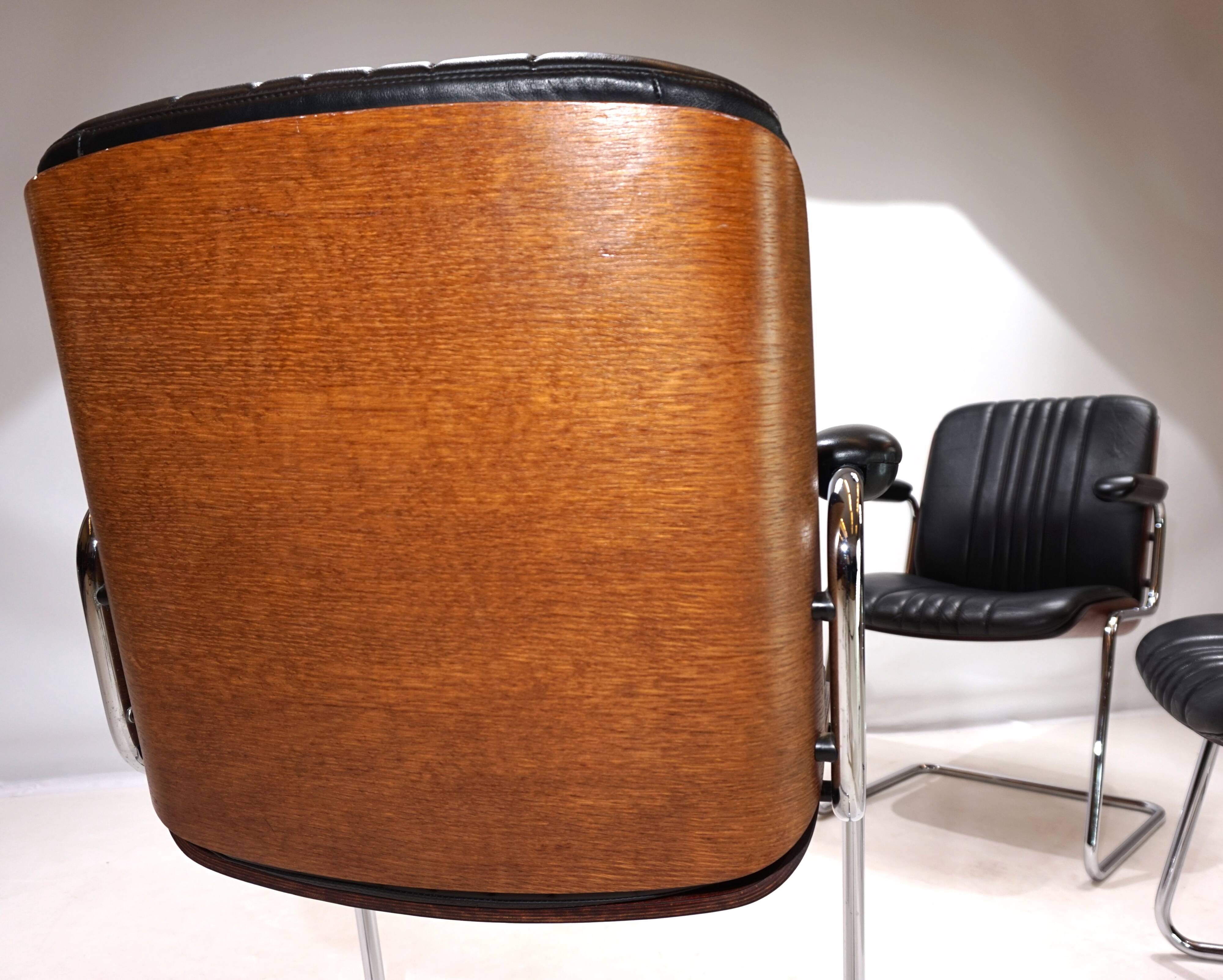 Set of 4 Martin Stoll Leather Dining/Conference Chairs by Professor Karl Dittert