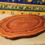 Large thick oval serving dish, Provence ceramic fleur-de-lis