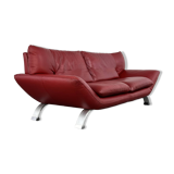 Italian design 3-seater sofa in leather and metal