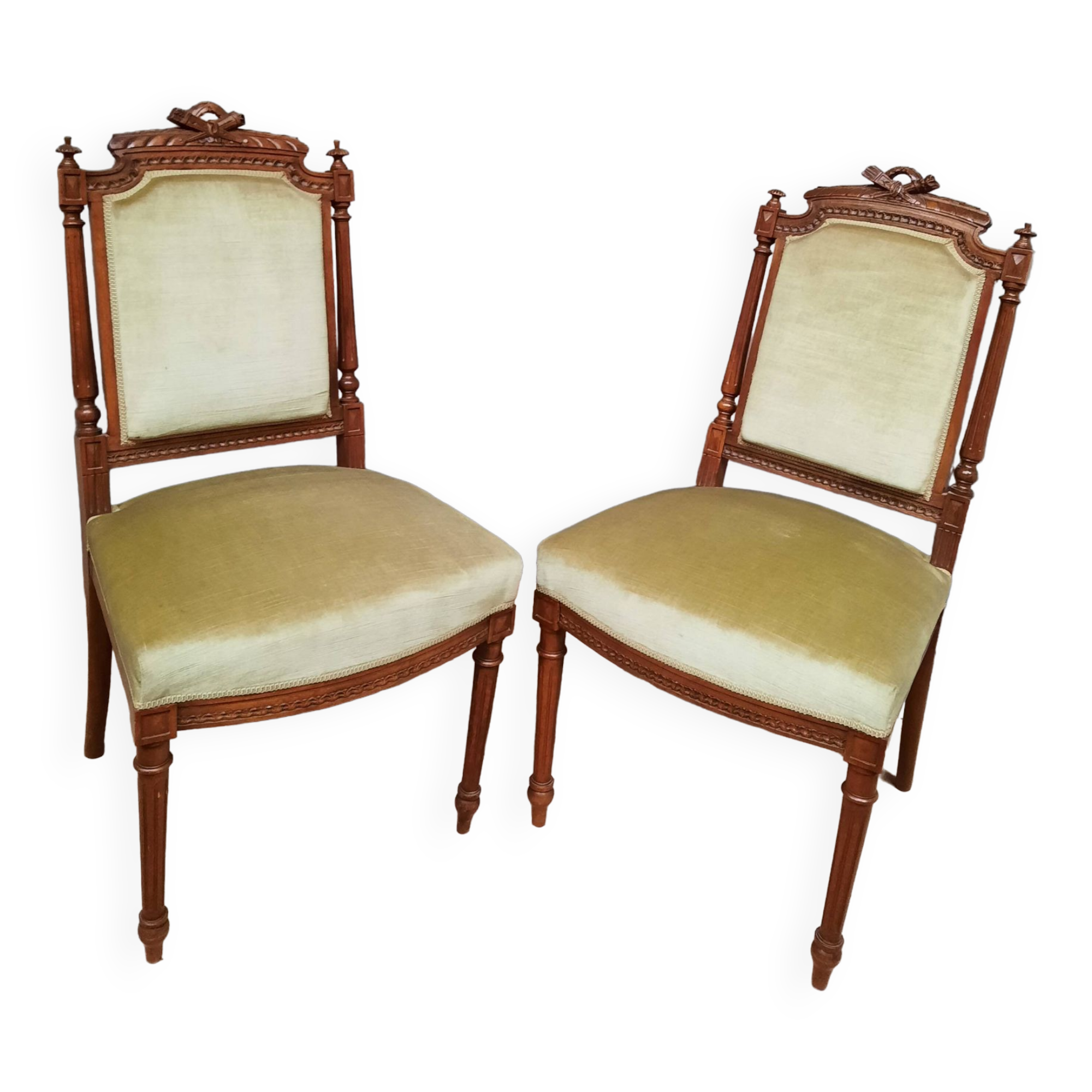 Paire de chaise en chêne et velour