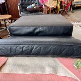 Canape seltz elm and leather design 1960