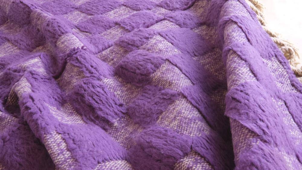 Purple Checkered Rug - 281 x 207 cm