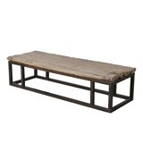Guyuan – Coffee table in ancient elm with a metal structure no. 1