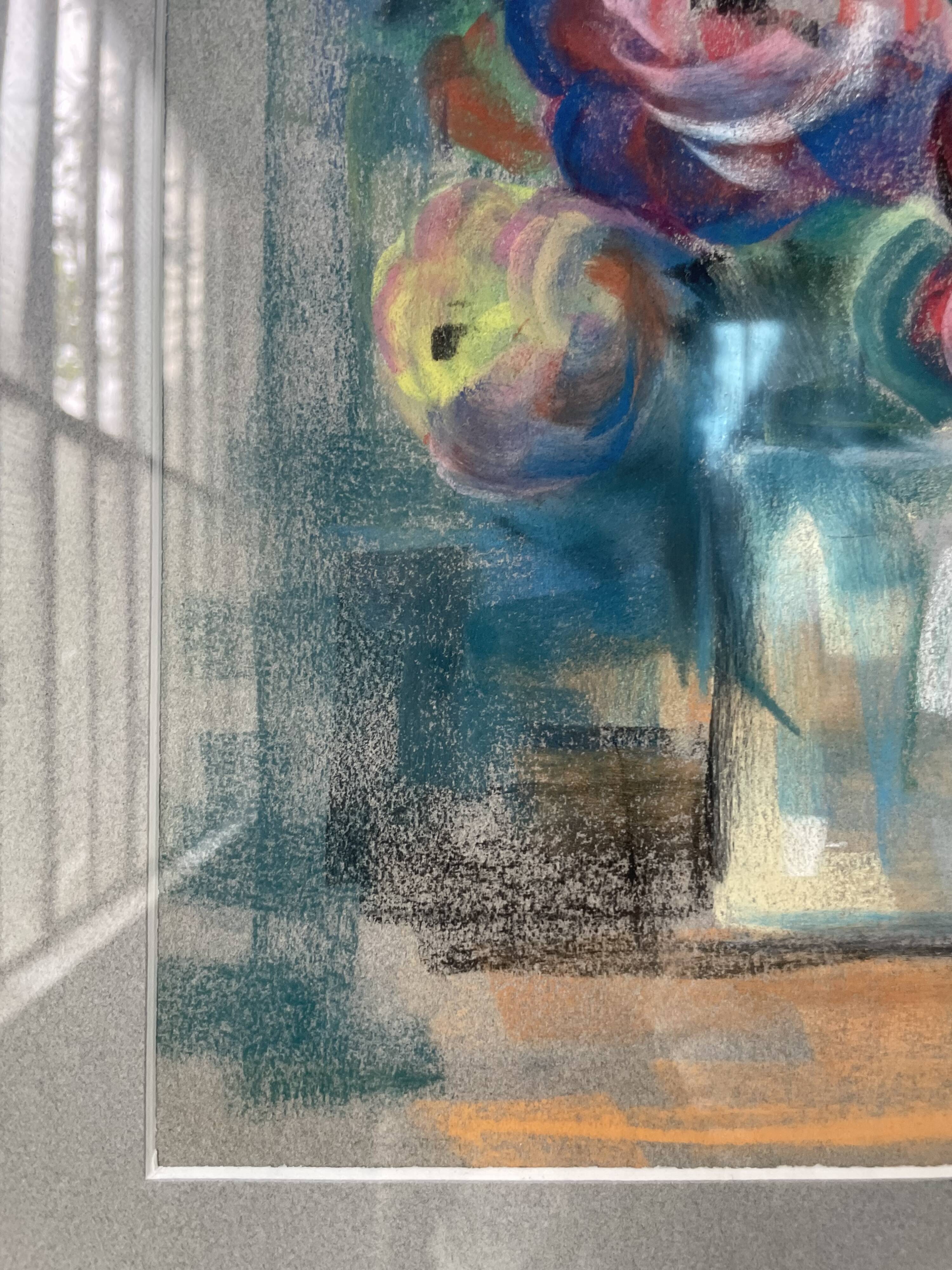 Oil chalk drawing flowers