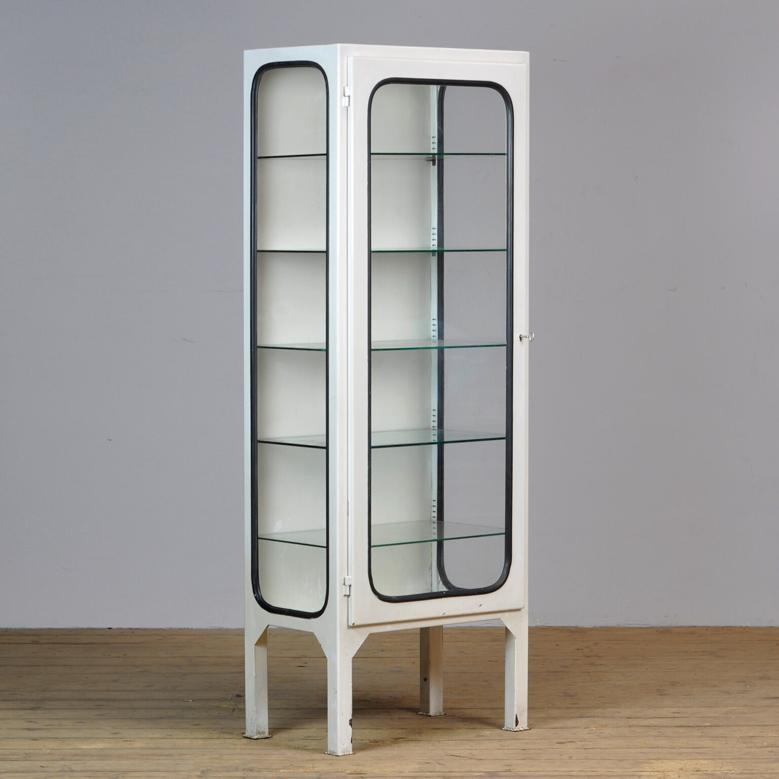 Vitrine vintage avec cinq étagères en verre années 1970