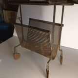 Serving trolley attributed to Mathieu Matégot in perforated metal