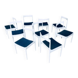 Belgian White Dining Chair, 1970s, Set of 9