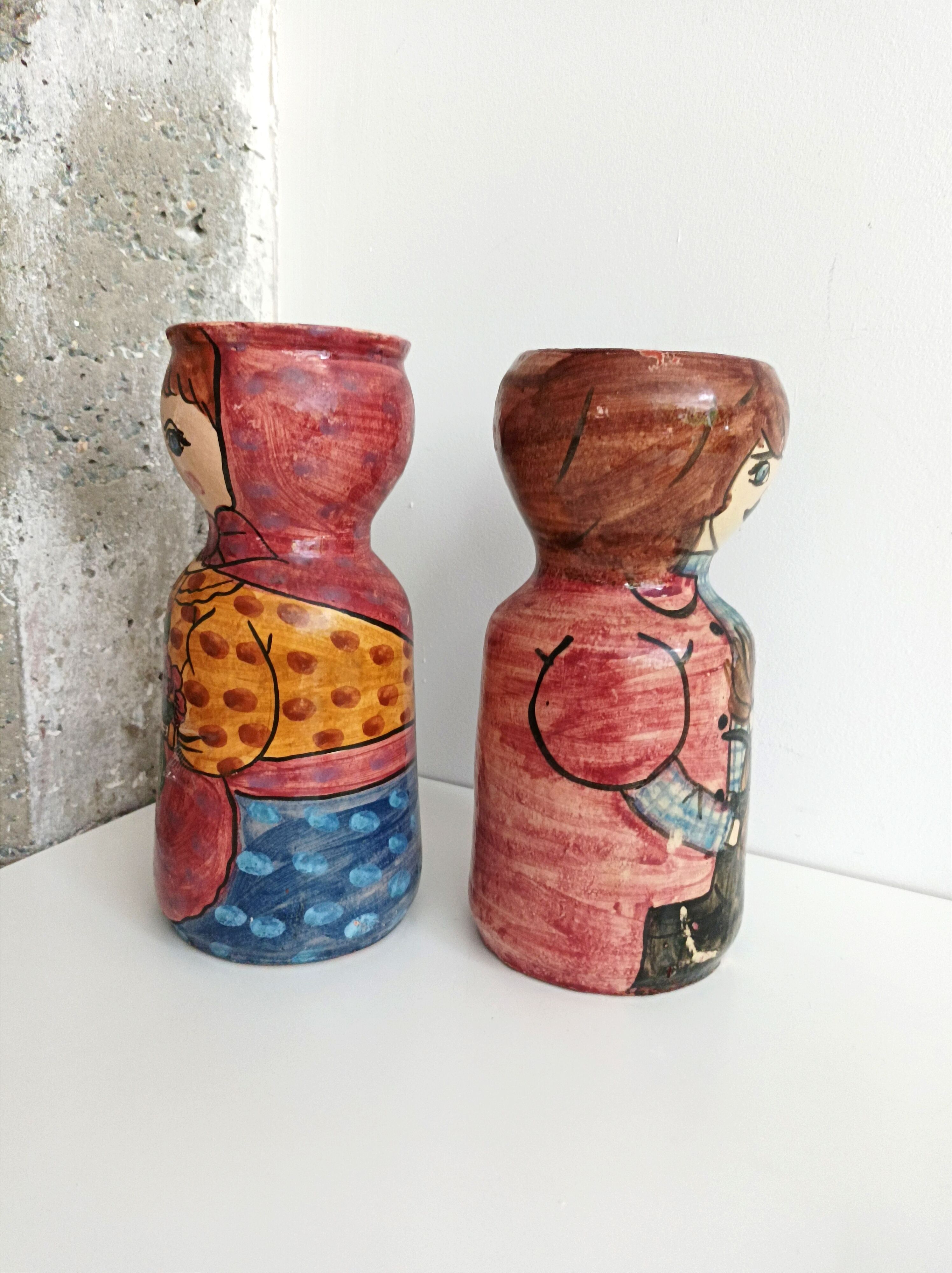 Pair of large terracotta pots signed, Portugal 80s