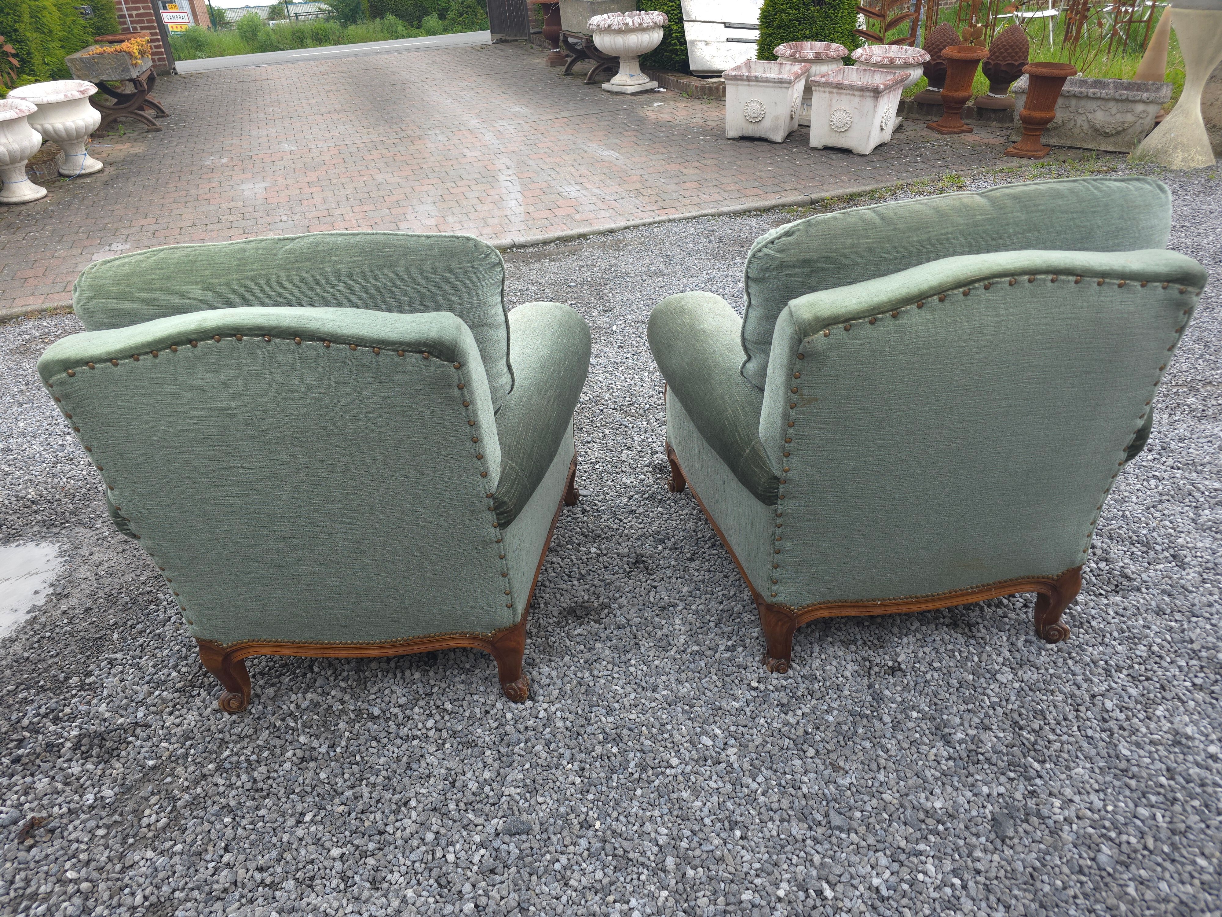 Fauteuils bergère style LOUIS XV en velours