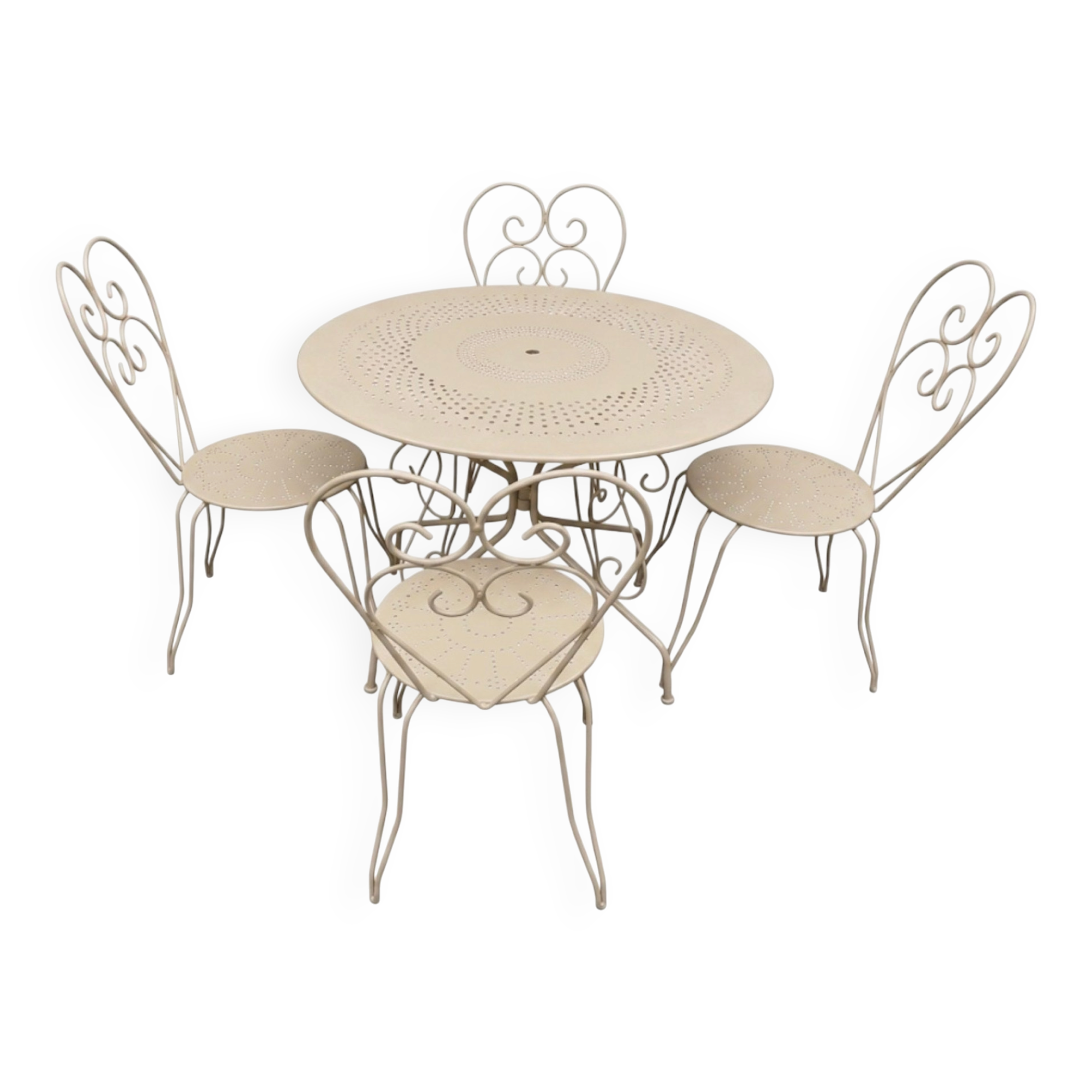 Salon de jardin rétro en fer forgé des années 50
