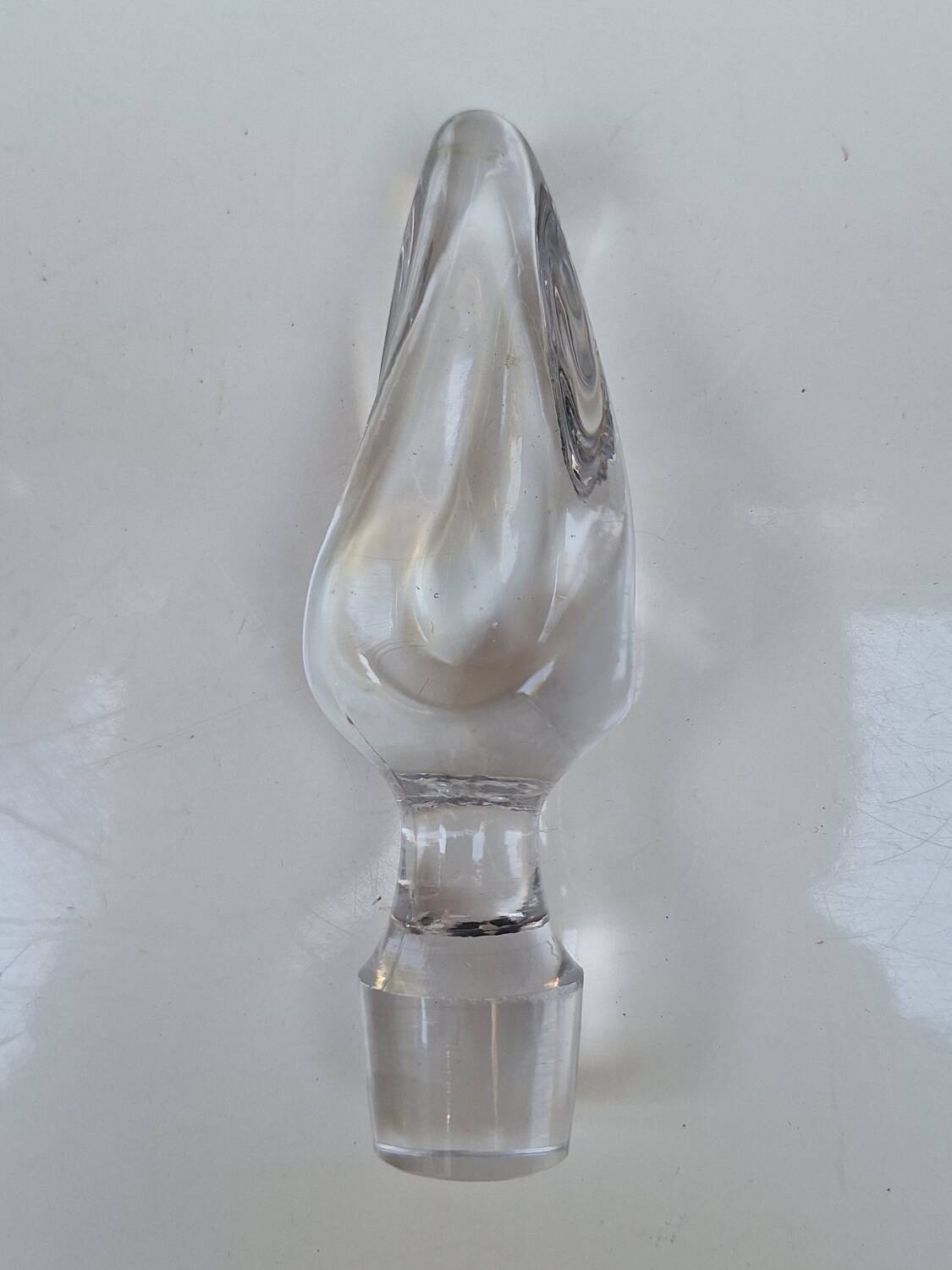 Engraved molded glass carafe from the 1950s