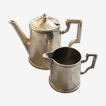 Ercuis coffee maker and dairy maker in silver metal