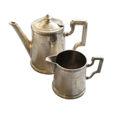Ercuis coffee maker and dairy maker in silver metal