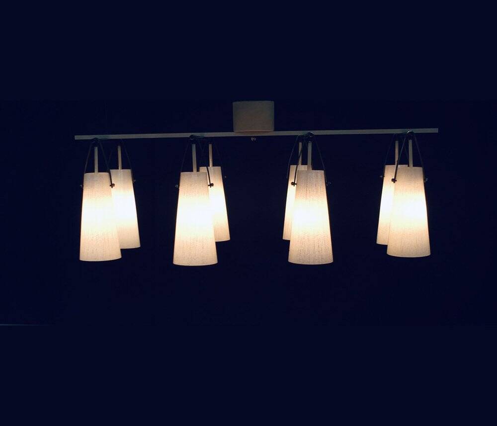 Italian glass and brass chandelier, Italy, 1950s