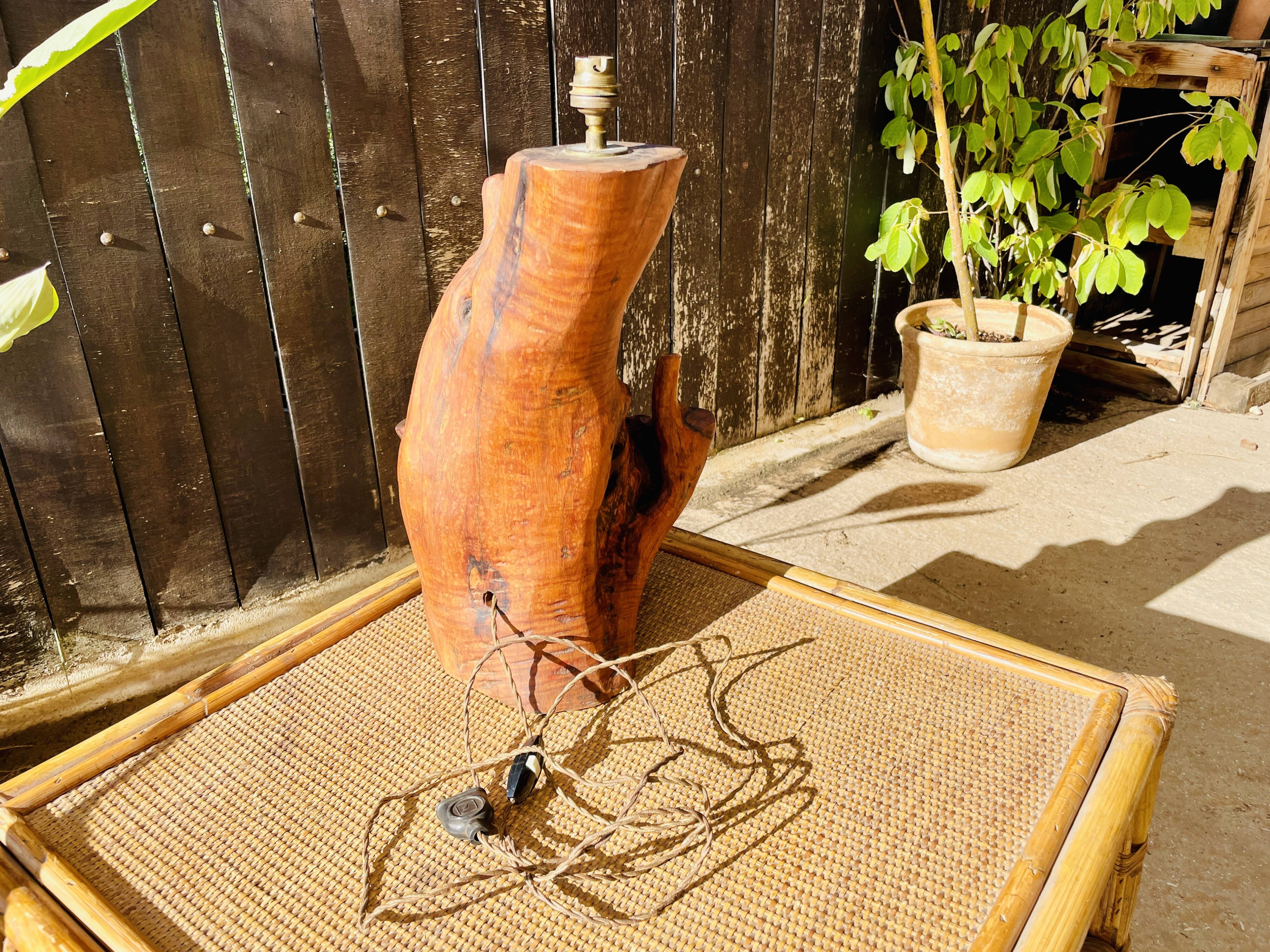 Lamp base in solid Olivier 50's