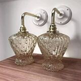 Pair of ceramic and glass wall lights