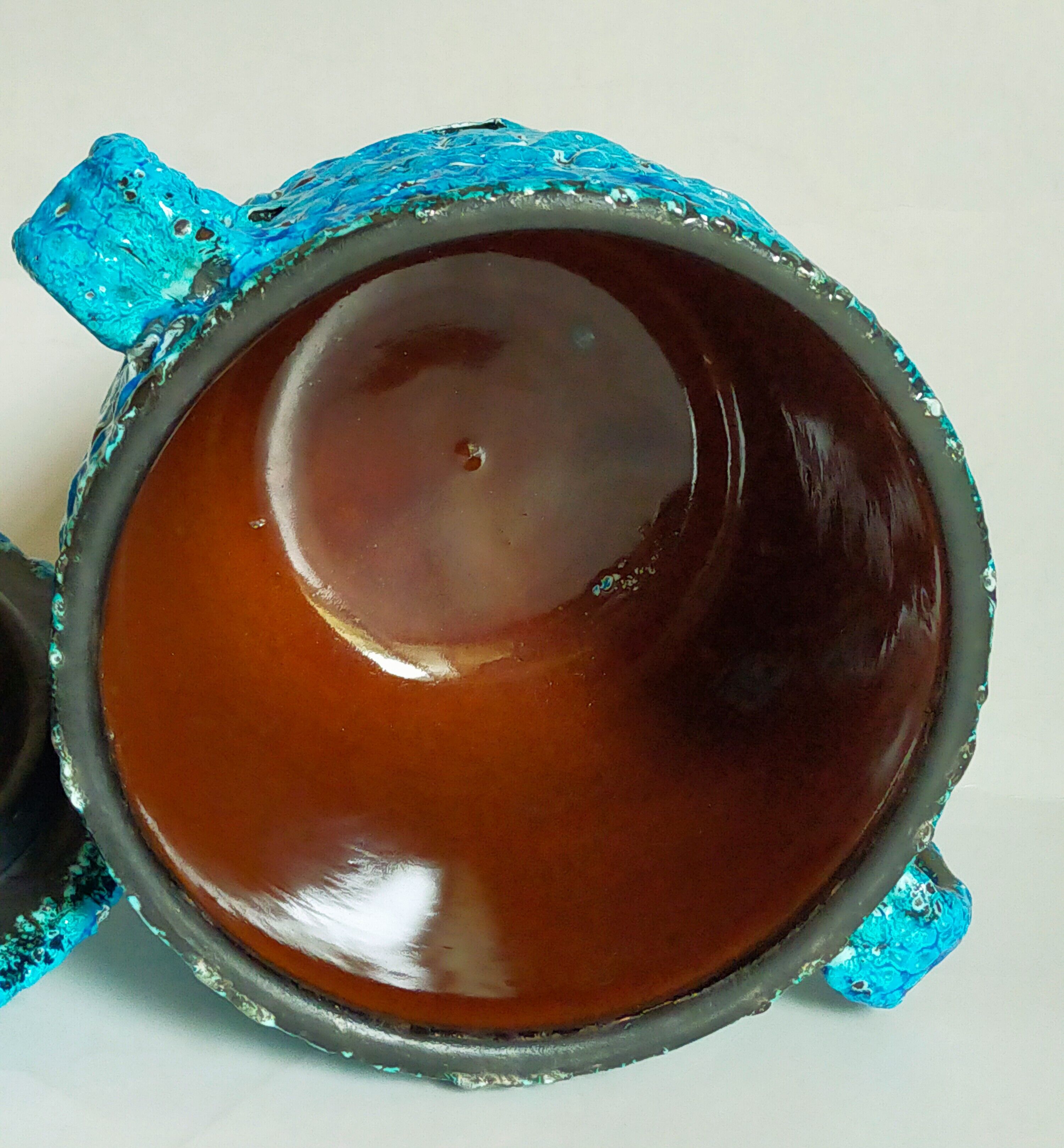 Covered ceramic pot fat-lava foam glaciers, enamels le cyclope, annecy