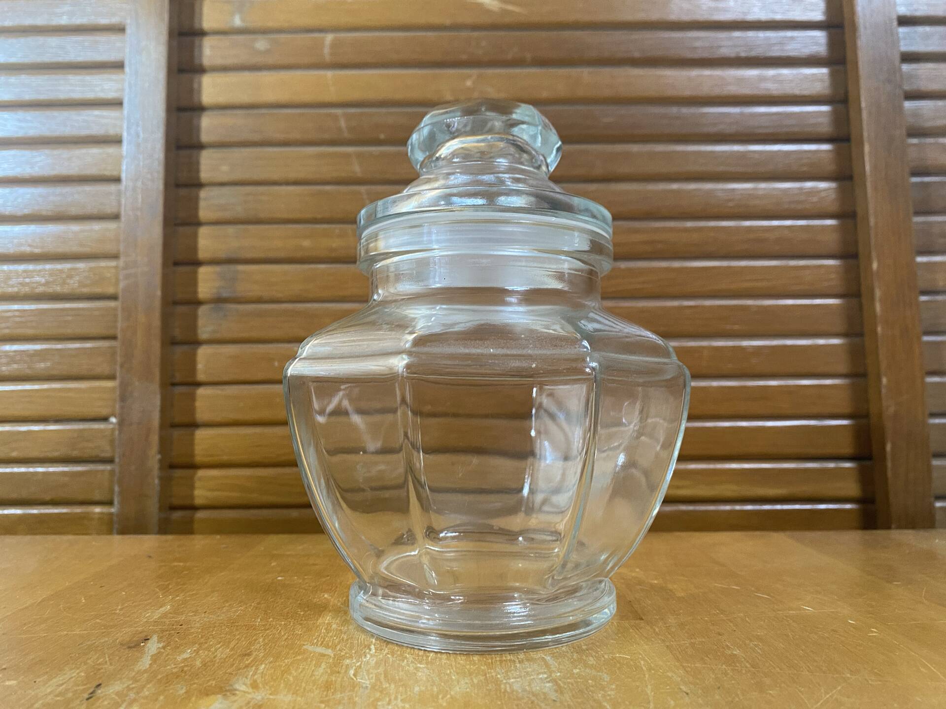 Antique Glass Bonbonnière + Lid Kitchen Storage Italy #