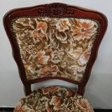 Louis XV Style Chair in Wood and Floral Fabric