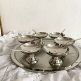 Stainless steel ice cream cup and tray set