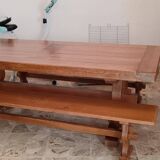 Monastery table set with its 2 solid oak benches