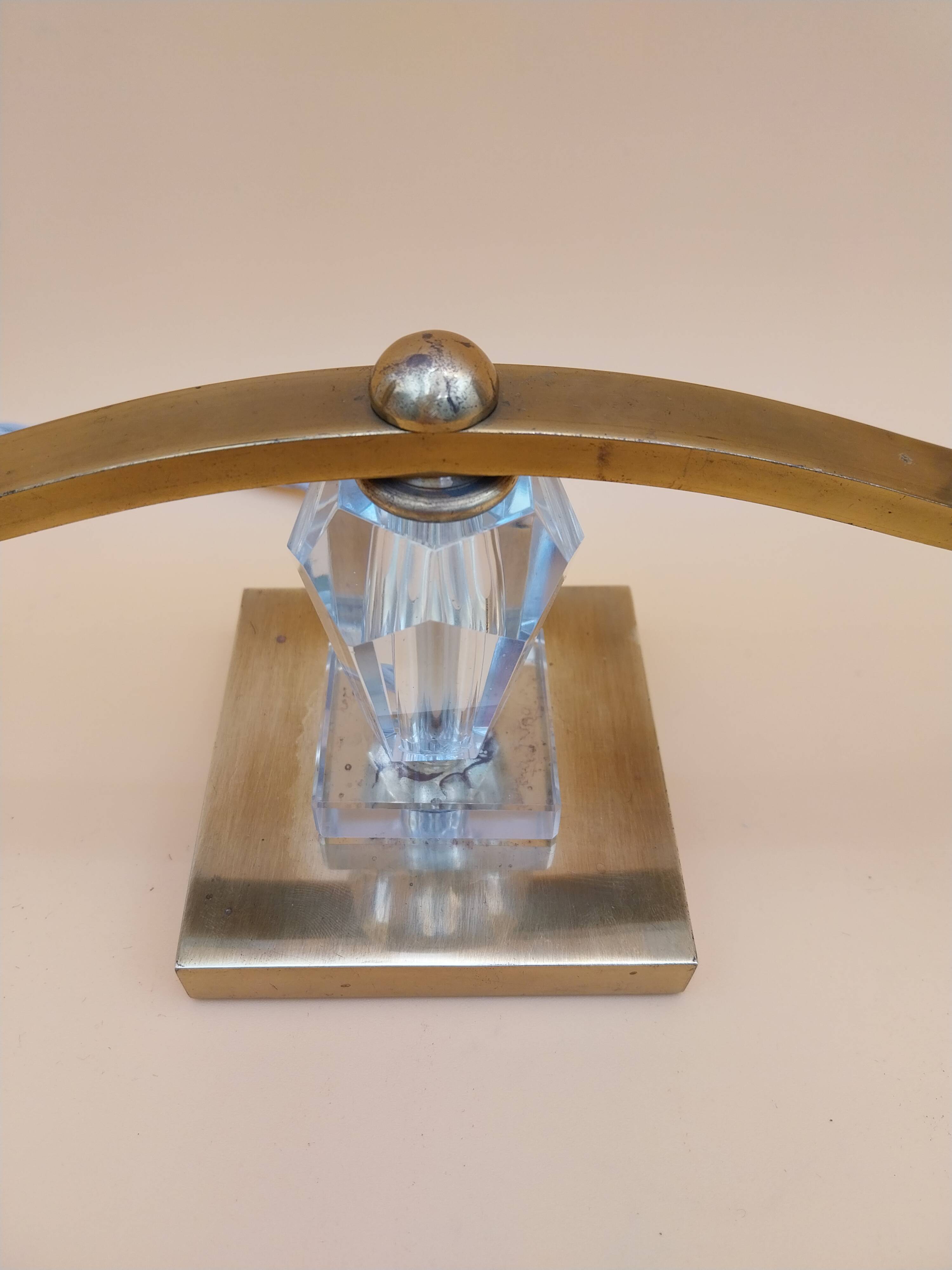 Art Deco lamp pair in brass and glass