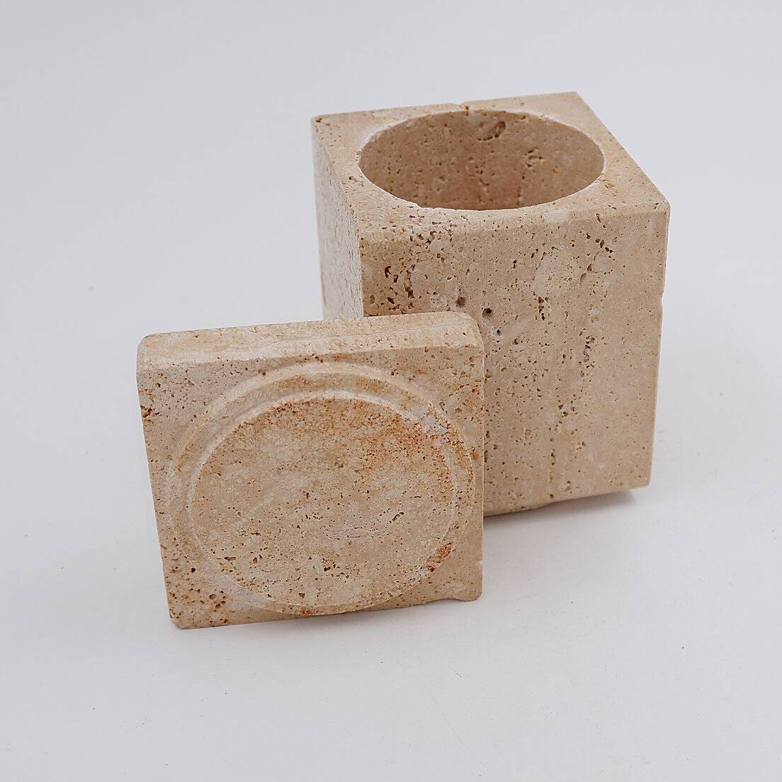 Travertine box, Italian design from the 60s-70s