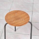 Stackable 3-legged stools in teak / metal