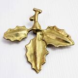 Vintage Holly Candle Holder, Brass