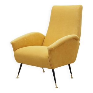 Fauteuil jaune, design italien, années 1970, production : Italie