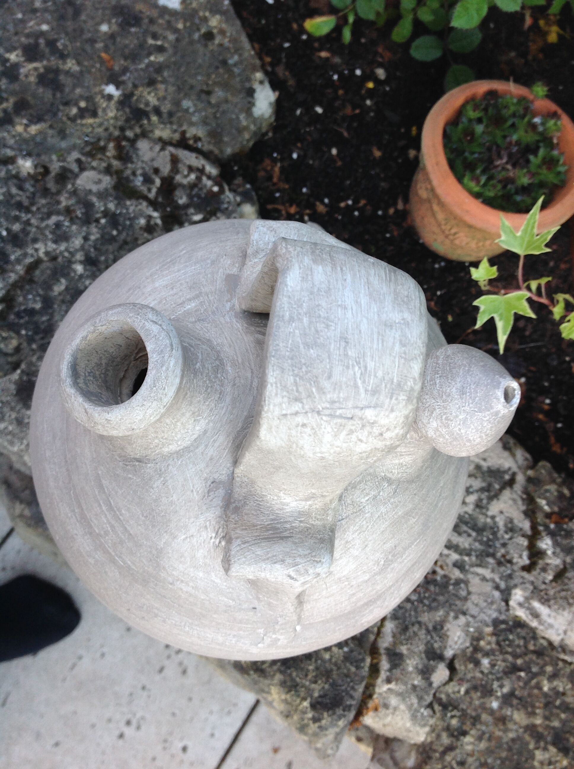 Old painted terracotta gargolet 60s-70s