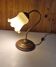 Tulip table lamp with a swan neck in brass and opaline Art Deco.