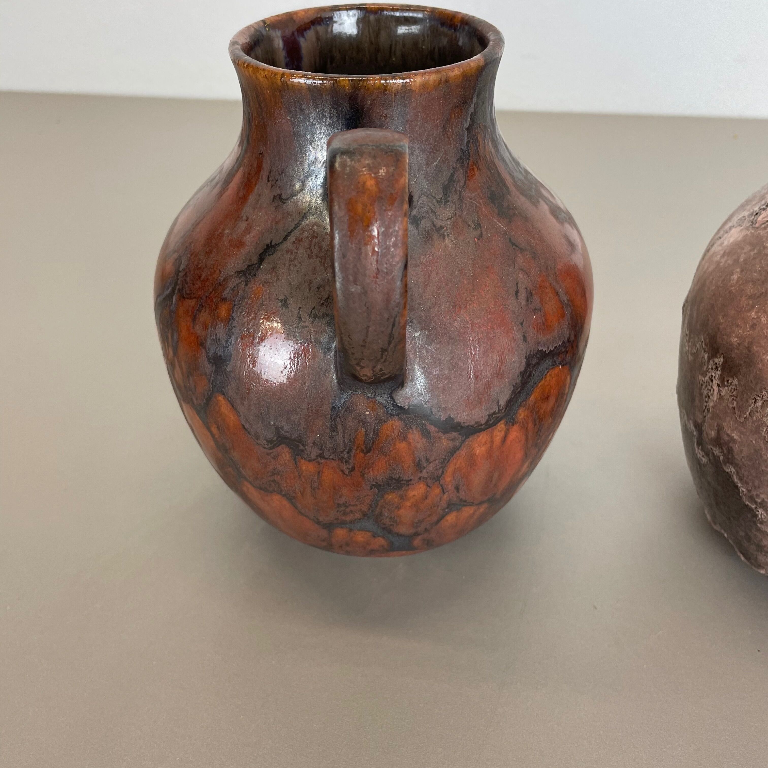 Set of 2 Pottery Vases Fat Lava Abstract Designed by Ruscha, Germany, 1960s