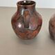 Ensemble de 2 vases en poterie Fat Lava Abstract Conçu par Ruscha, Allemagne, années 1960