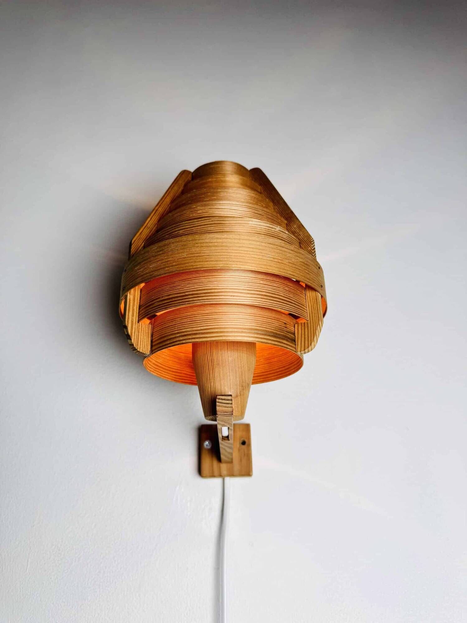 Mounted Pine Veneer Conical Wall Lamp By Hans-Agne Jakobsson For Markaryd, Sweden 1960S