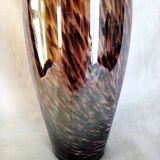 Murano glass bottle vase, brown and beige rain patterns, h - 41 cm.