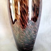Murano glass bottle vase, brown and beige rain patterns, h - 41 cm.