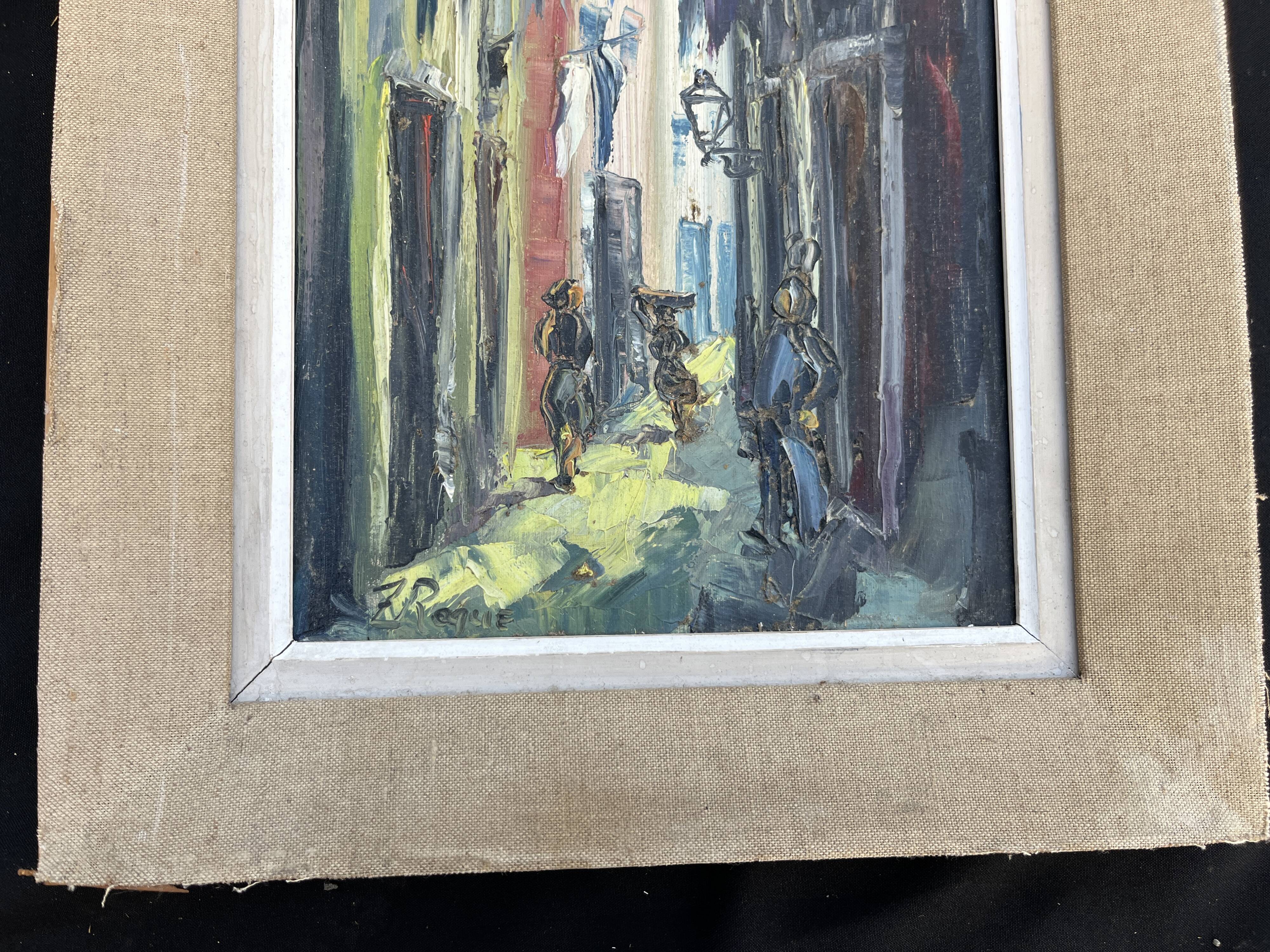 Signed Impressionist painting – Busy street scene