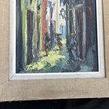 Signed Impressionist painting – Busy street scene