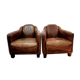 Pairs of vintage leather club armchairs