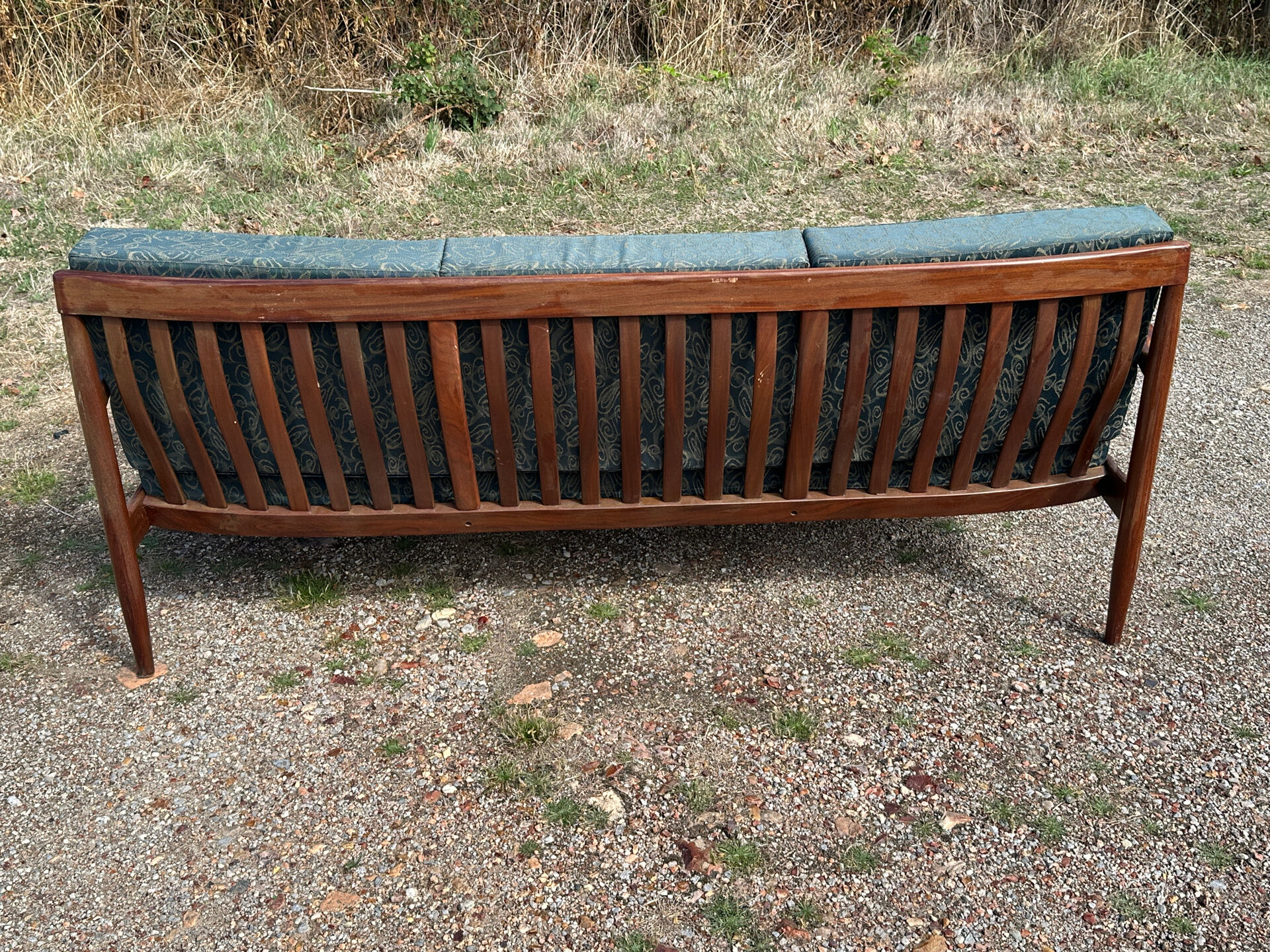Vintage Scandinavian 3-seater wooden sofa – 1960s/70s