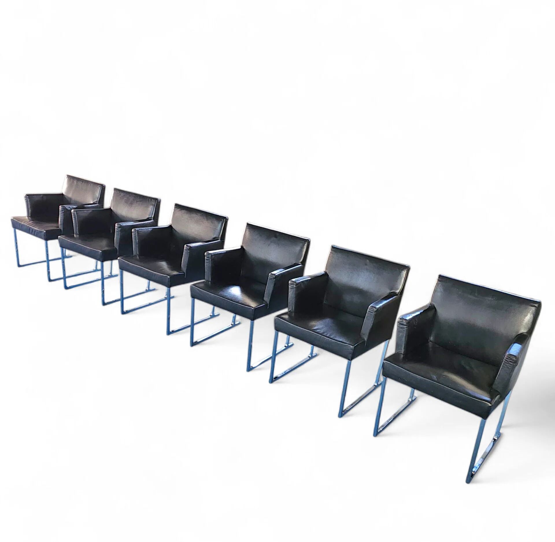 6 x Solo chair by Antonio Citterio for B&B Italia / Black leather