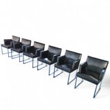 6 x Solo chair by Antonio Citterio for B&B Italia / Black leather