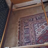 Vintage 1970s single rattan bed in blond wood